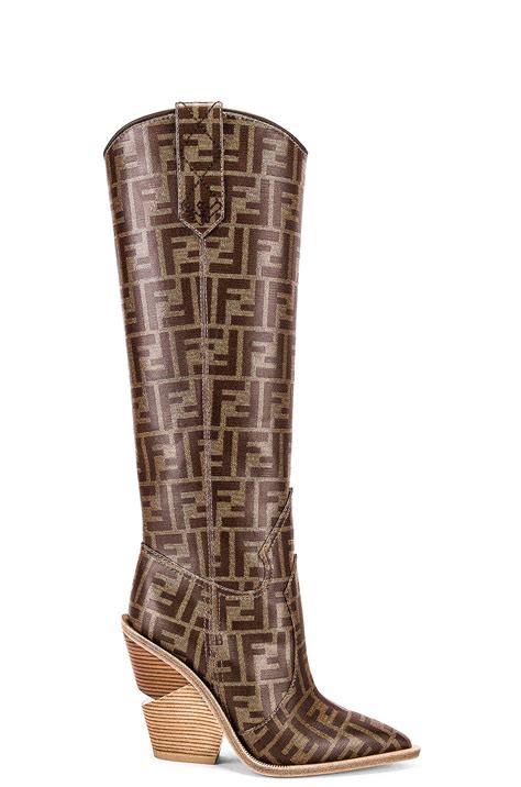 brown leather boots fendi|fendi plaid cowboy boots.